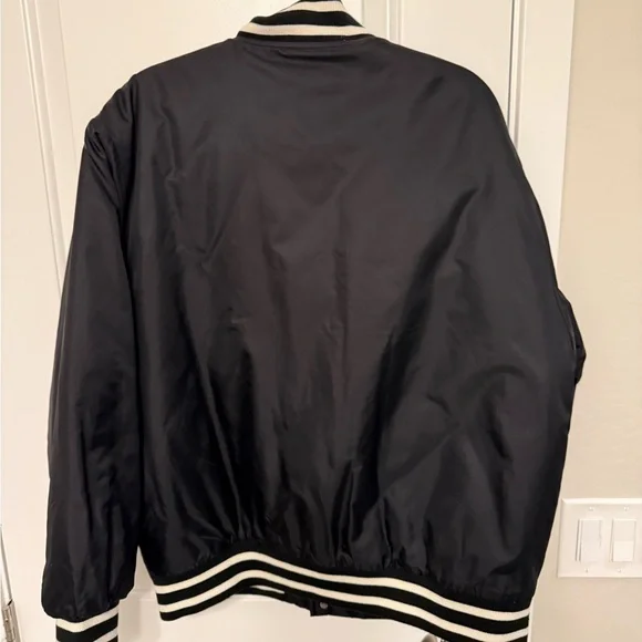TNA Black Varsity Jacket with Red and White Embroidery - Picture 2 of 6